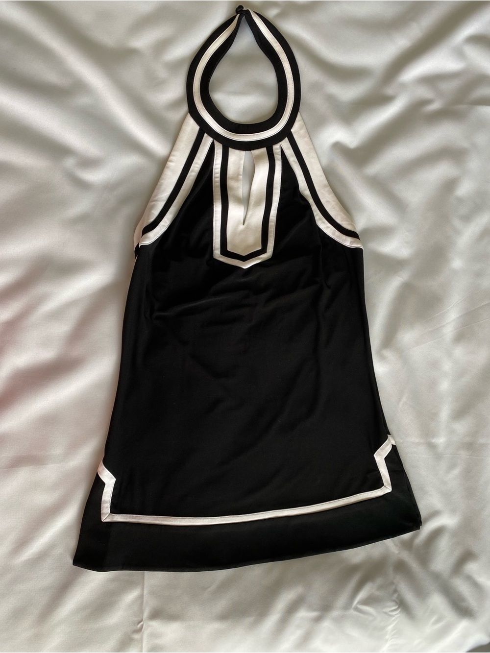 White House Black Market Black and White Halter Dress